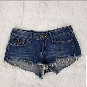 True Religion Raw hem Denim Shorts Sz 26